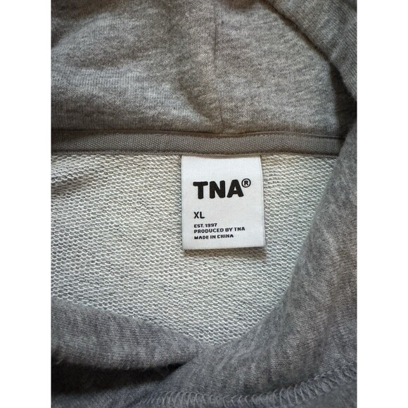 TNA Aritzia Gray Oversized‎ Cropped Hoodie Sweatshirt Women's Size XL - Picture 5 of 9